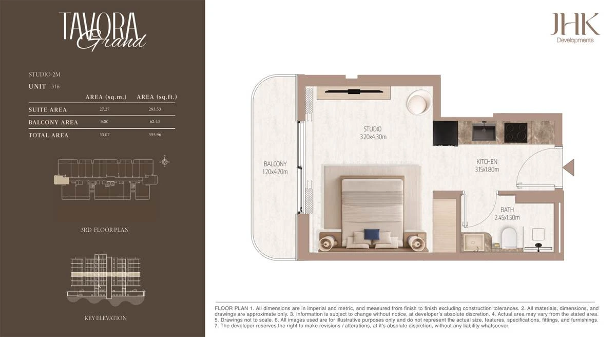 Tavora Grand studio Type 2M, Unit 316, 356 sq ft