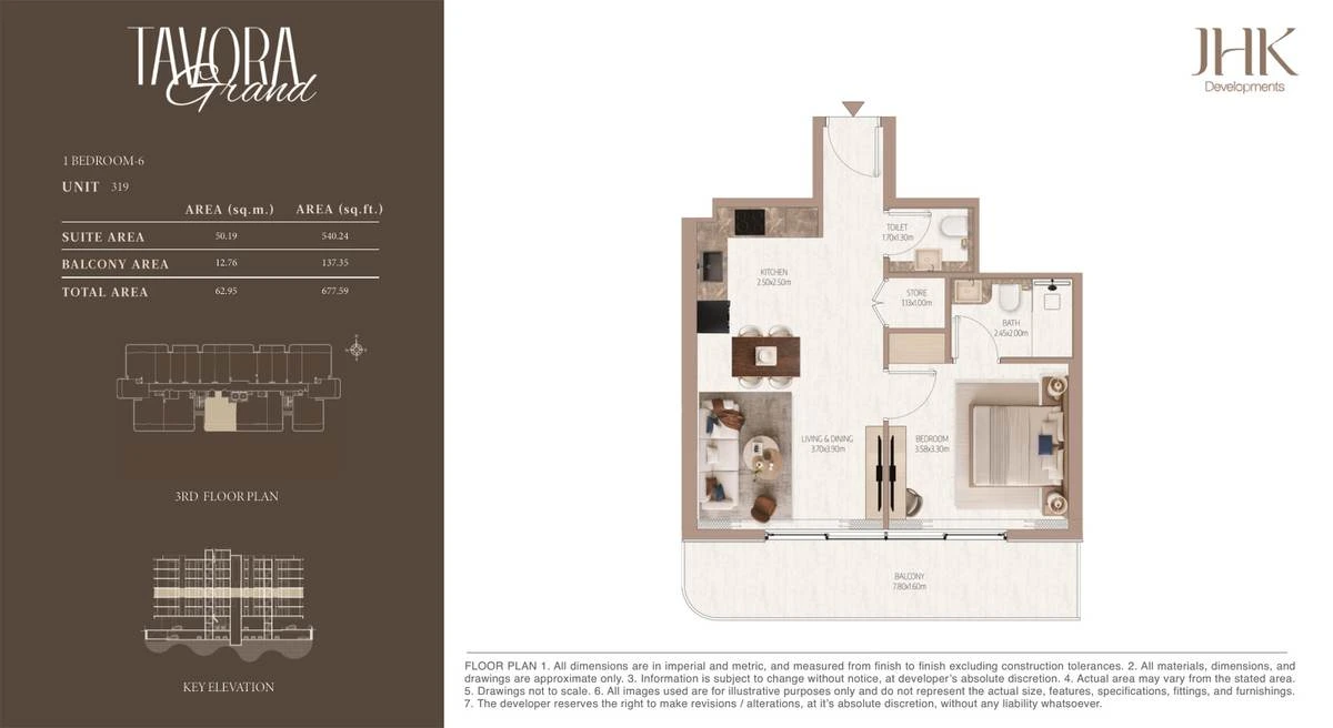 Tavora Grand 1 bedroom Type 6, Unit 319, 678 sq ft