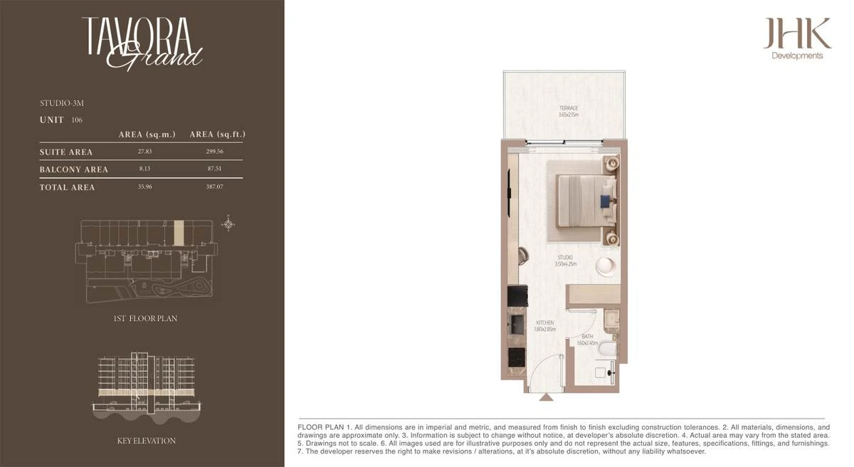 Tavora Grand studio Type 3M, Unit 106, 387 sq ft
