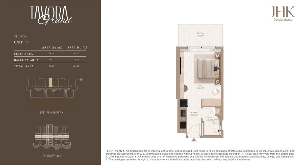 Tavora Grand studio Type 4, Unit 210, 378 sq ft