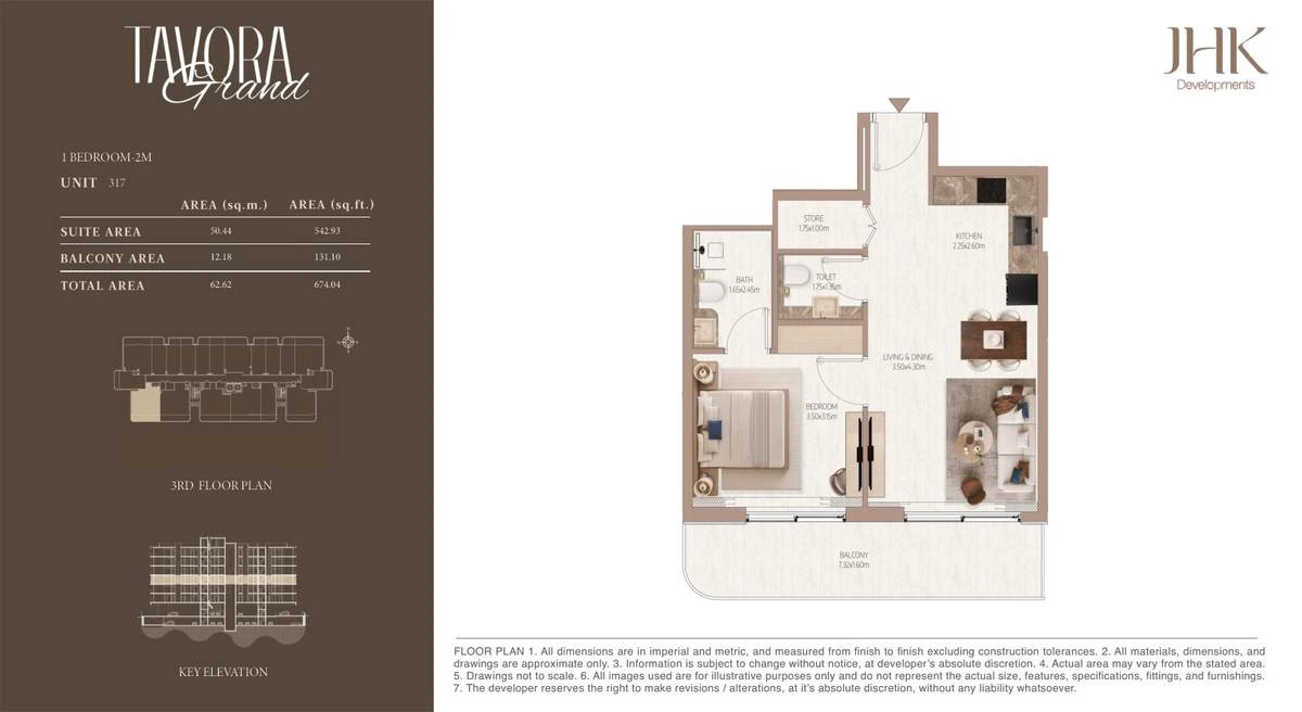 Tavora Grand 1 bedroom Type 2M, Unit 317, 674 sq ft