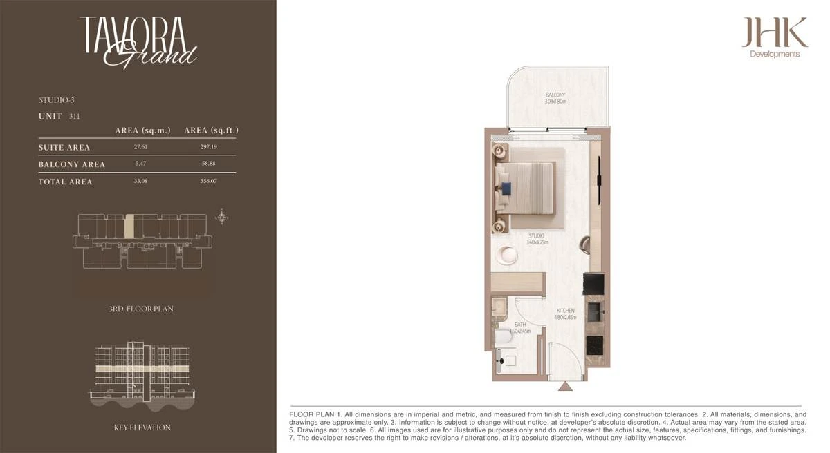 Tavora Grand studio Type 3, Unit 311, 356 sq ft