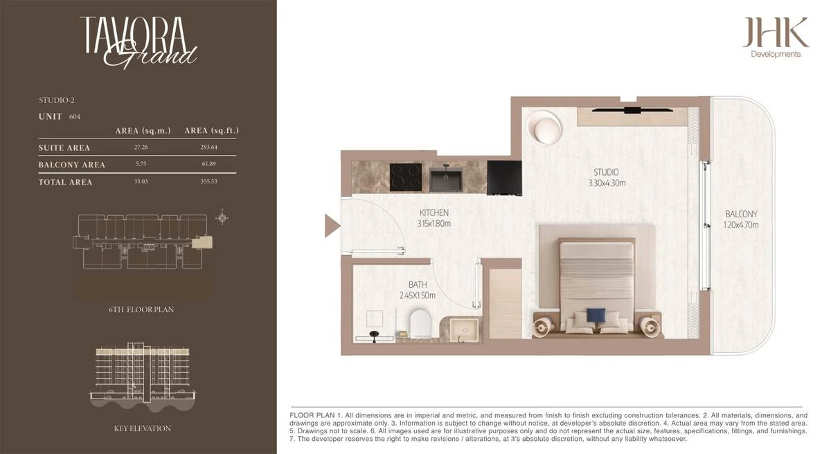 Tavora Grand studio Type 2, Unit 604, 356 sq ft