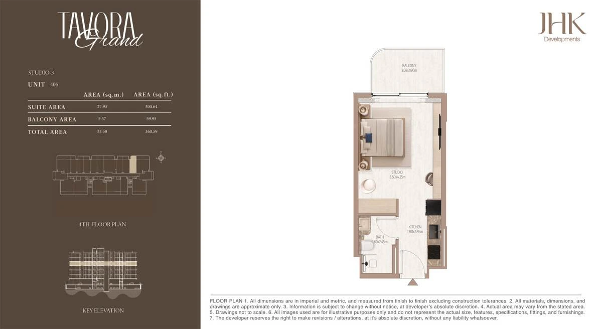 Tavora Grand studio Type 3, Unit 406, 361 sq ft