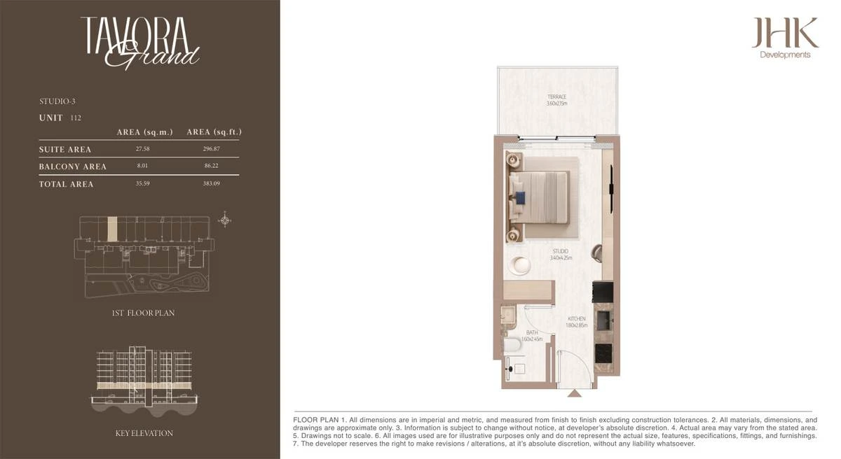 Tavora Grand studio Type 3, Unit 112, 383 sq ft