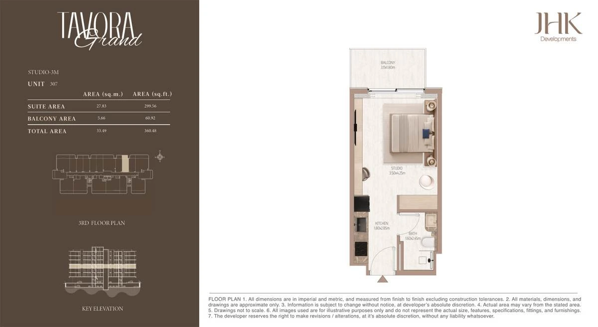 Tavora Grand studio Type 3M, Unit 307, 360 sq ft
