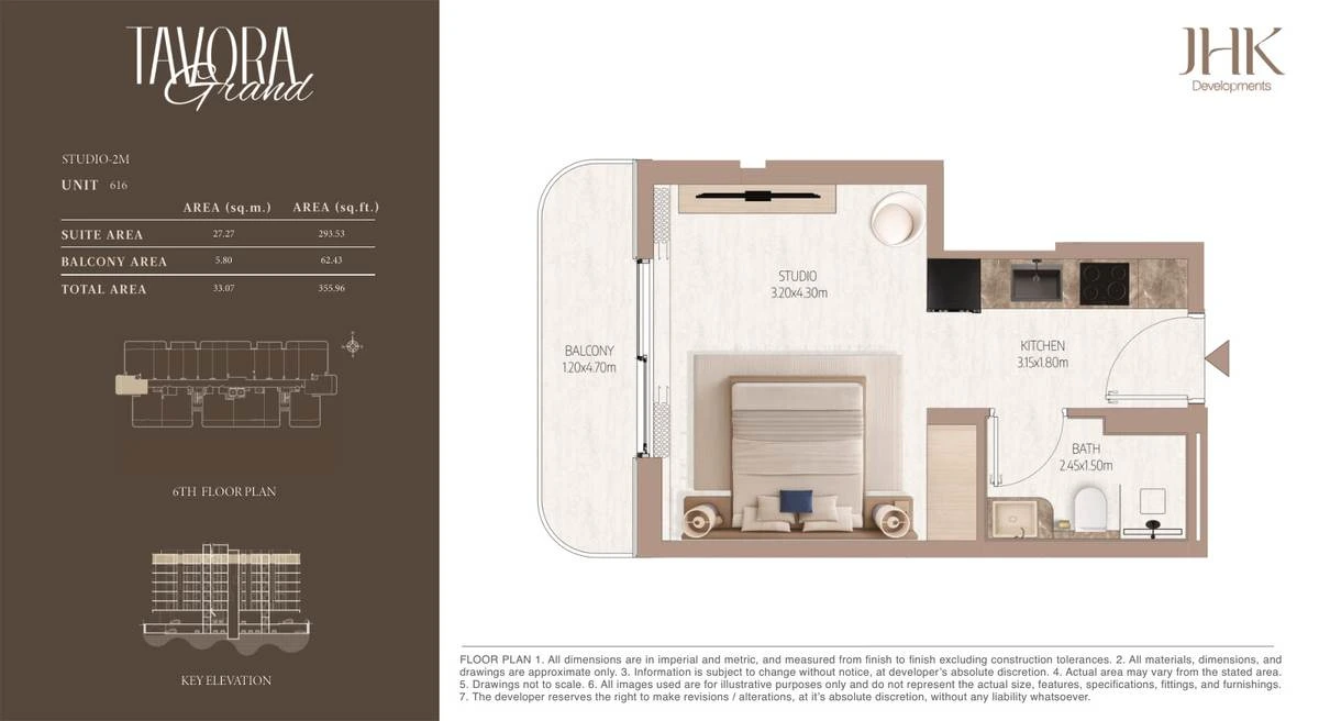 Tavora Grand studio Type 2M, Unit 616, 356 sq ft