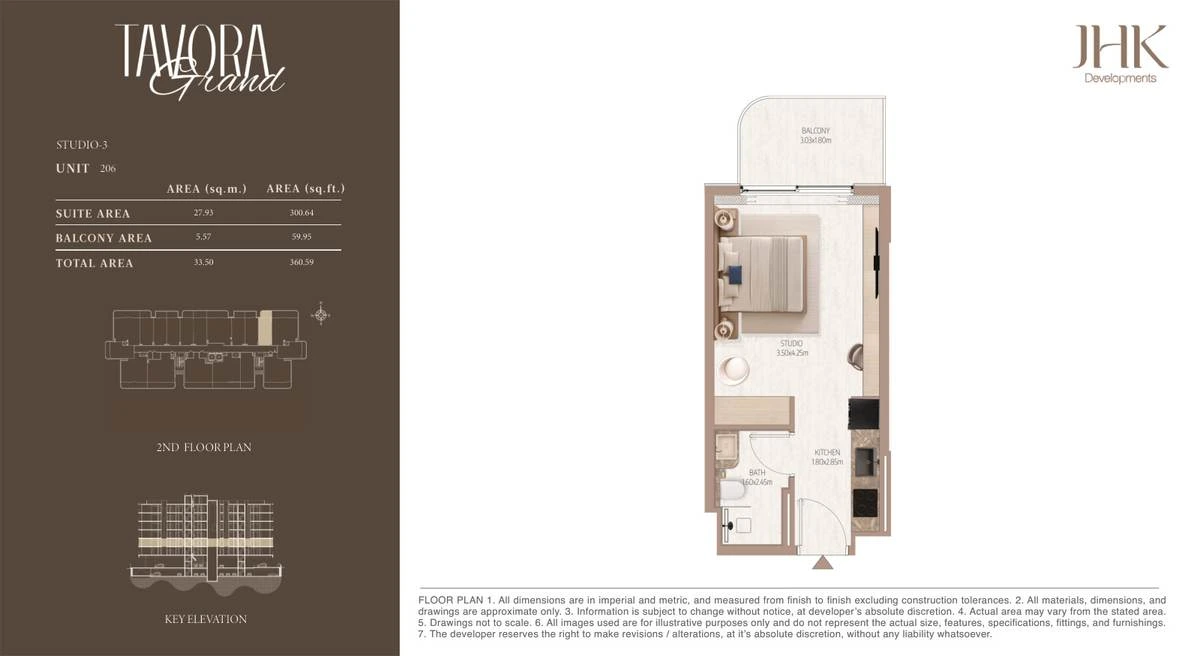 Tavora Grand studio Type 3, Unit 206, 361 sq ft