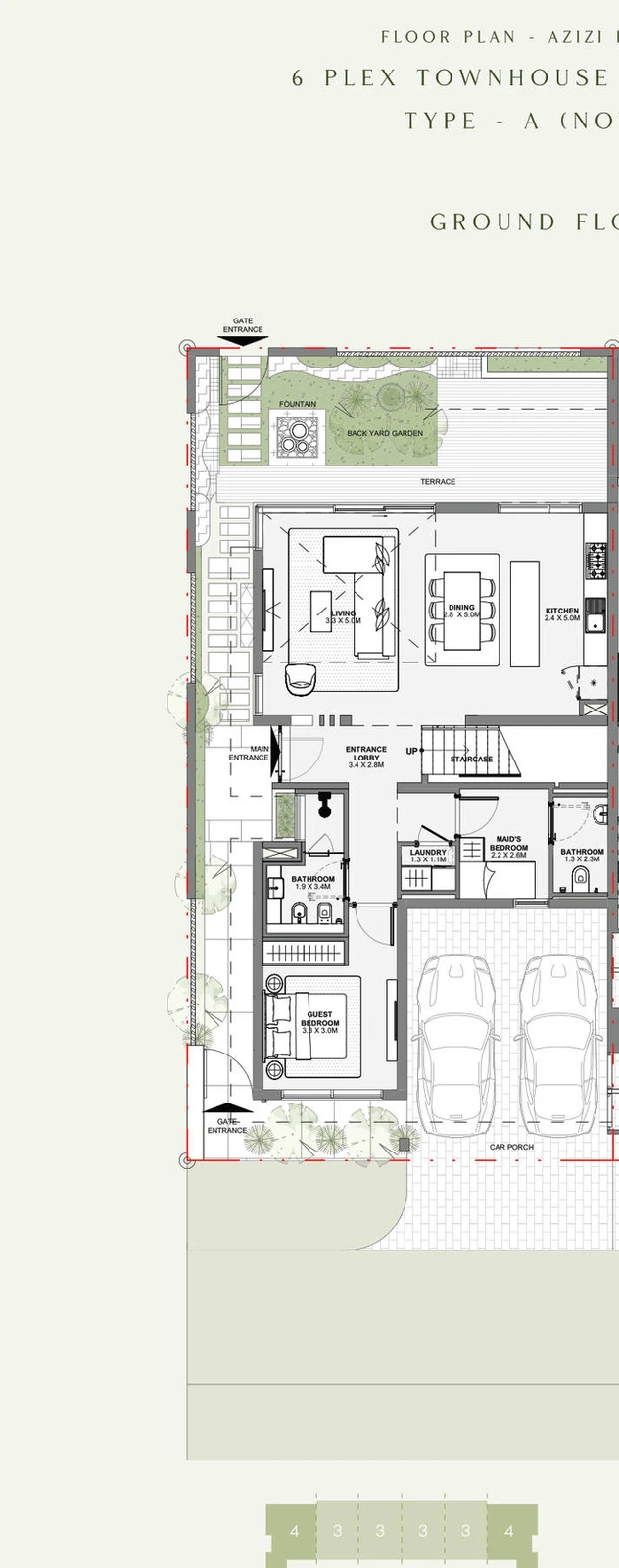 Azizi Florence 4 bedroom townhouse 6-Plex Novoli Corner ground floor plan
