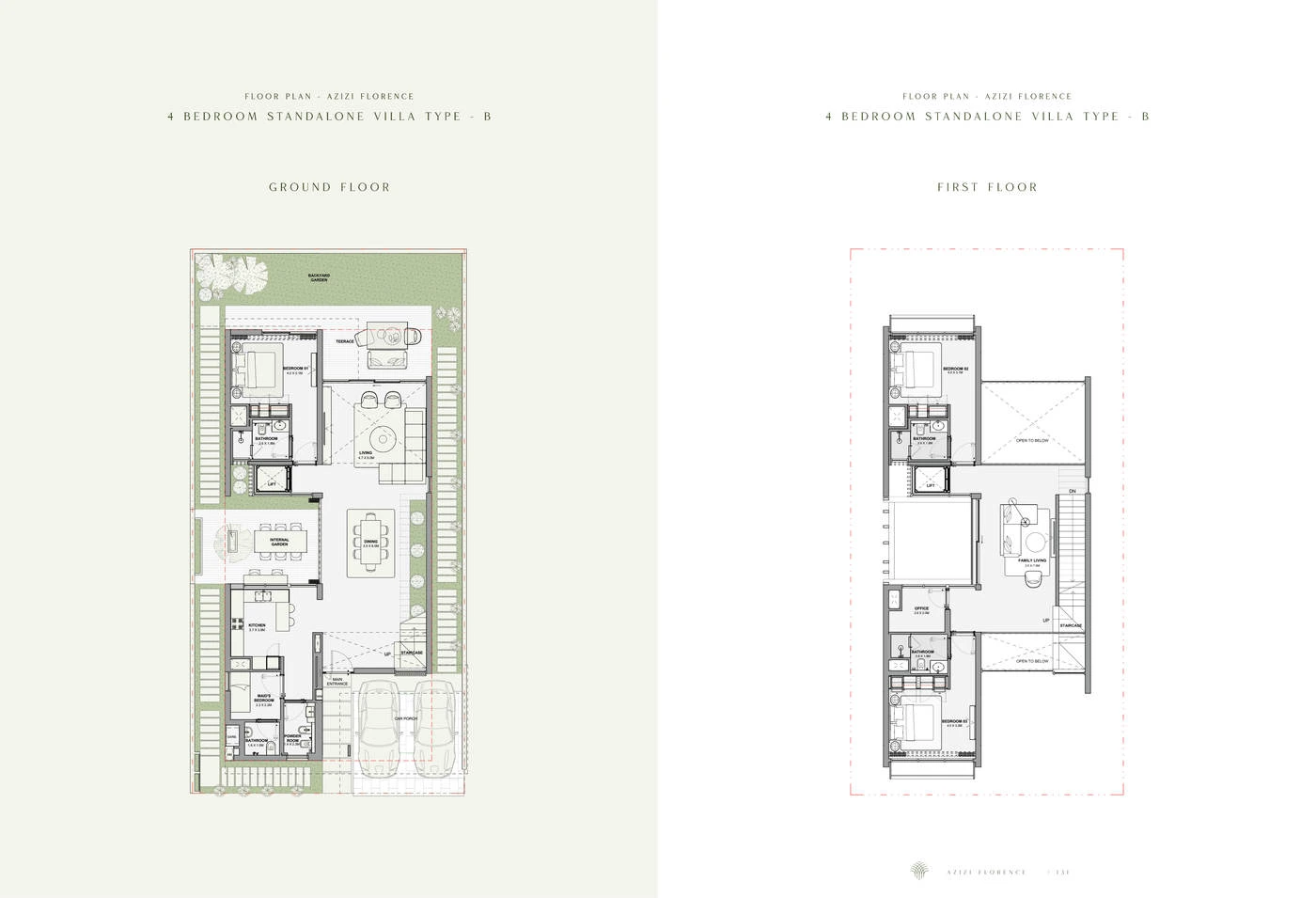 Azizi Florence 4 bedroom standalone villa Type B ground and first floor plans
