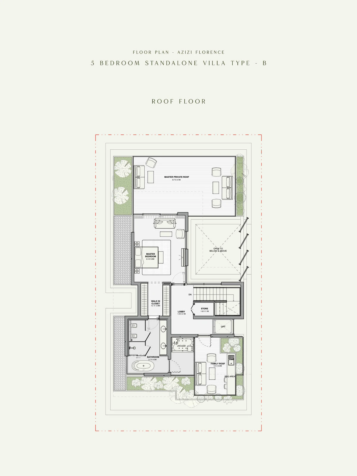 Azizi Florence 5 bedroom standalone villa Type B roof floor plan