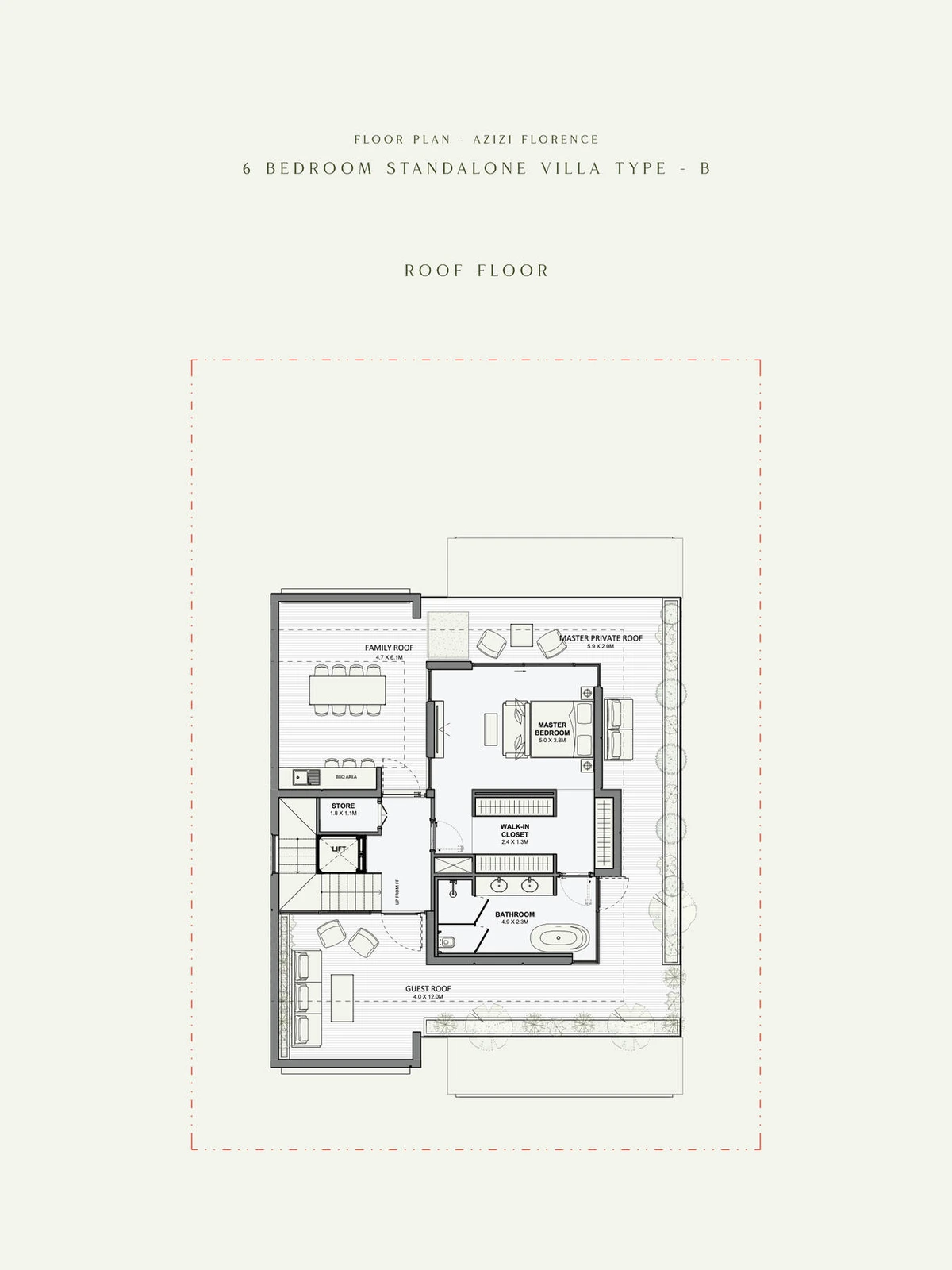 Azizi Florence 6 bedroom standalone villa Type B roof floor plan