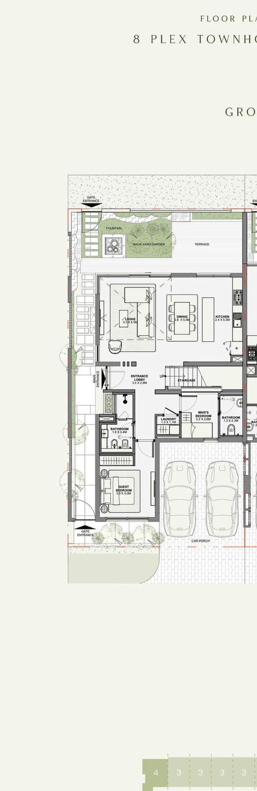 Azizi Florence 4 bedroom townhouse 8-Plex Spada Corner ground floor plan