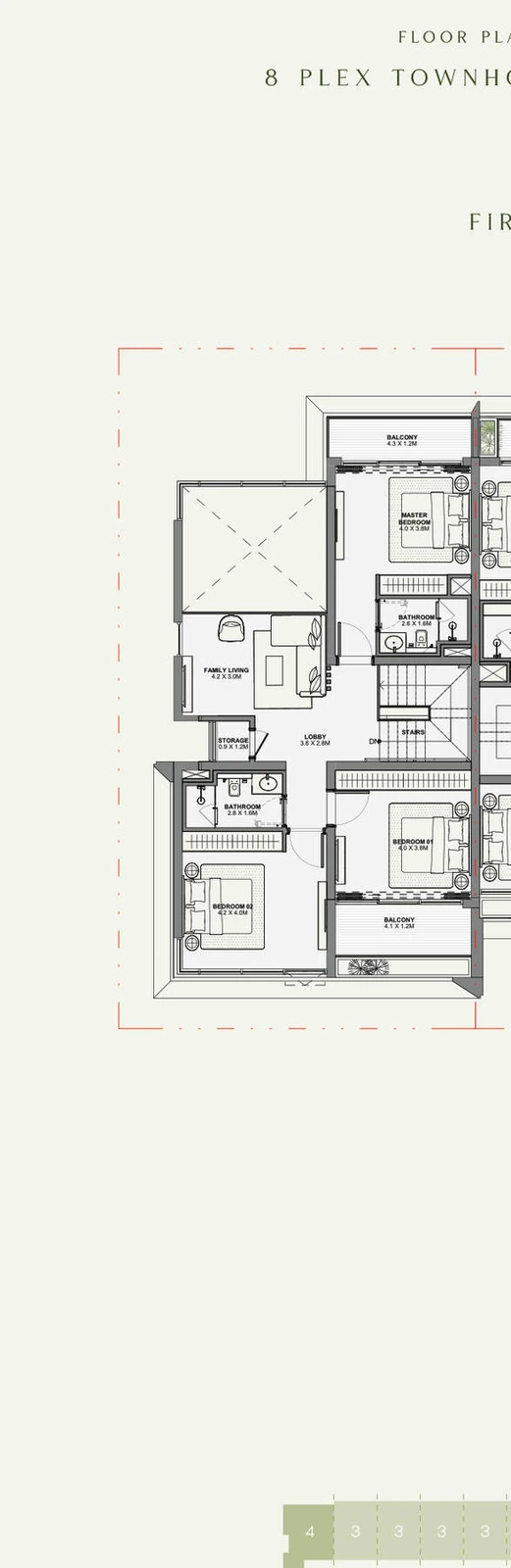 Azizi Florence 4 bedroom townhouse 8-Plex Spada Corner first floor plan