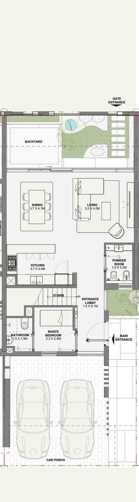 Azizi Florence 3 bedroom townhouse 4-Plex Novoli Middle ground floor plan