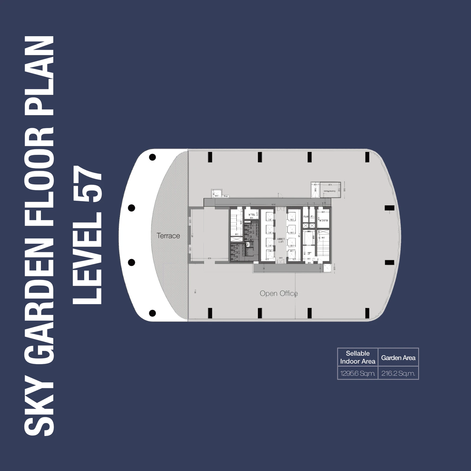 1970 Office Tower Sky Garden Level 57 Full Floor floor plan, 13,946 sq ft
