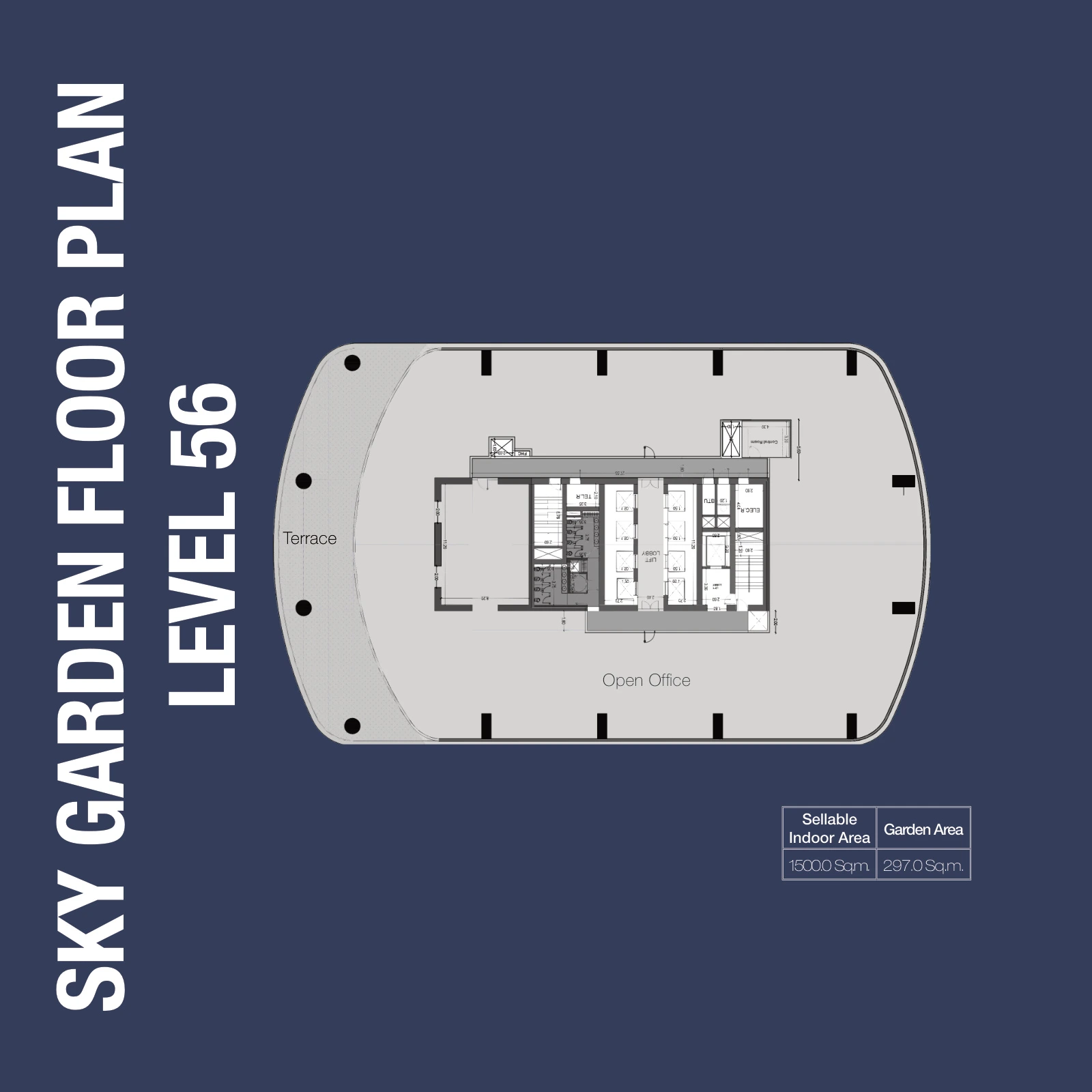 1970 Office Tower Sky Garden Level 56 Full Floor floor plan, 16,146 sq ft