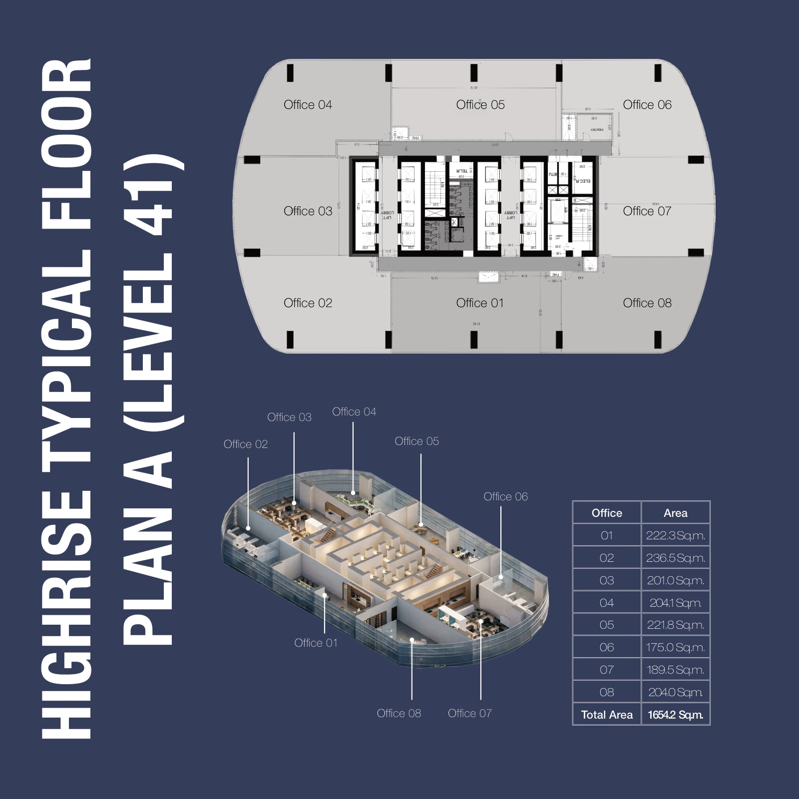 1970 Office Tower High-rise Level 41 - Office 02 Office Space floor plan, 2,546 sq ft