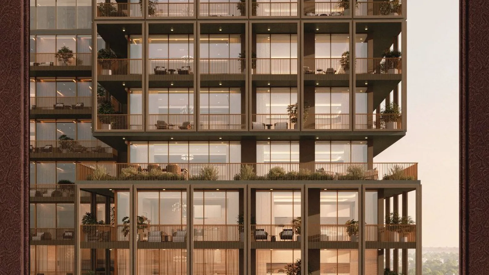 The Archive facade with layered balconies and planted terraces