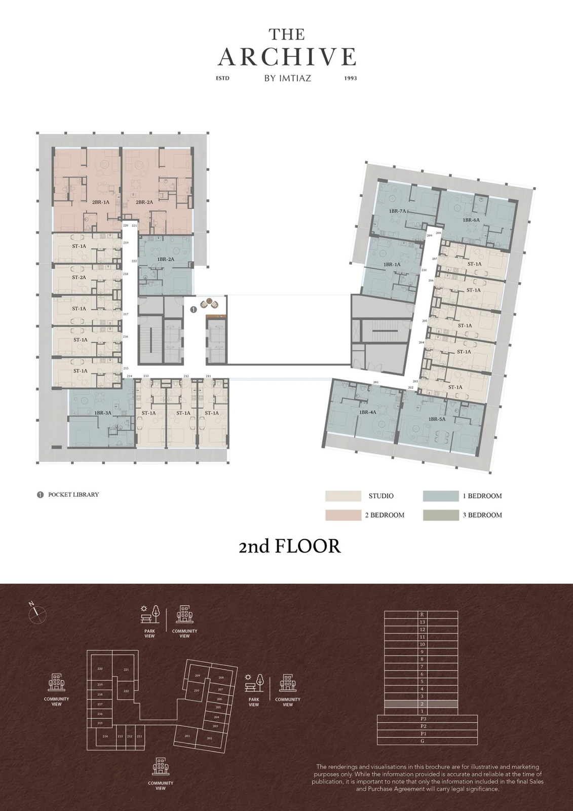 The Archive studio Unit 219 apartment second-floor-plan, 381.80 sq ft