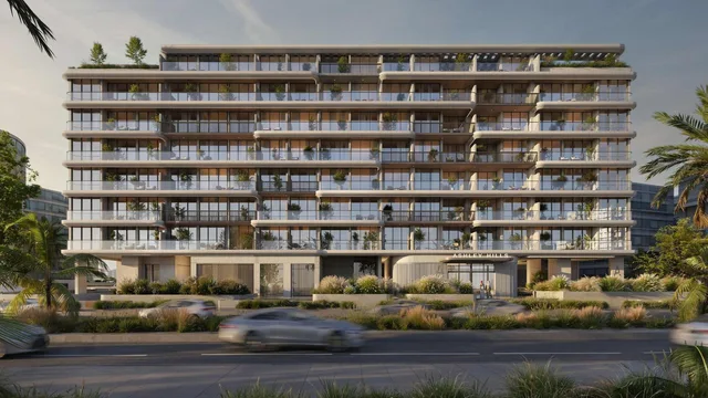 Street-facing exterior of Ashley Hills with landscaped frontage and private balconies