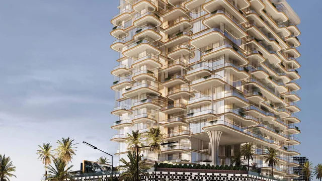 Antalya Residences residential tower with curved balconies.