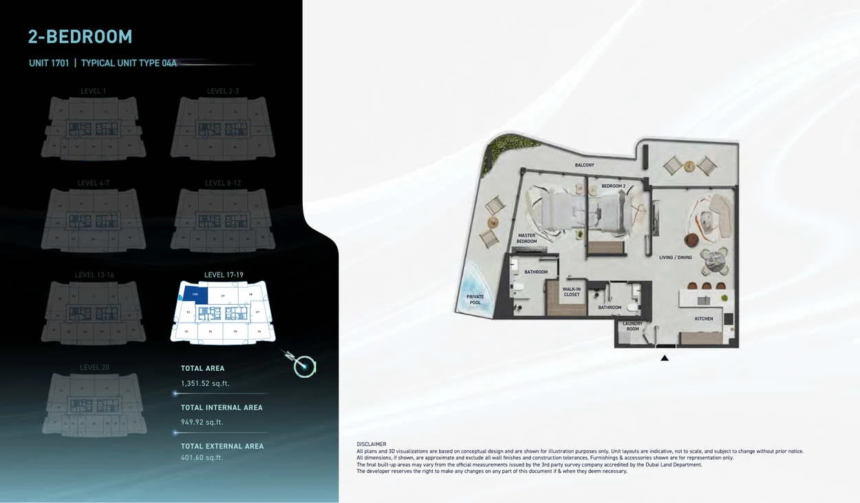 Hadley Heights 2 2-bedroom Type 04A apartment floor plan, total area 1,351.52 sq ft.