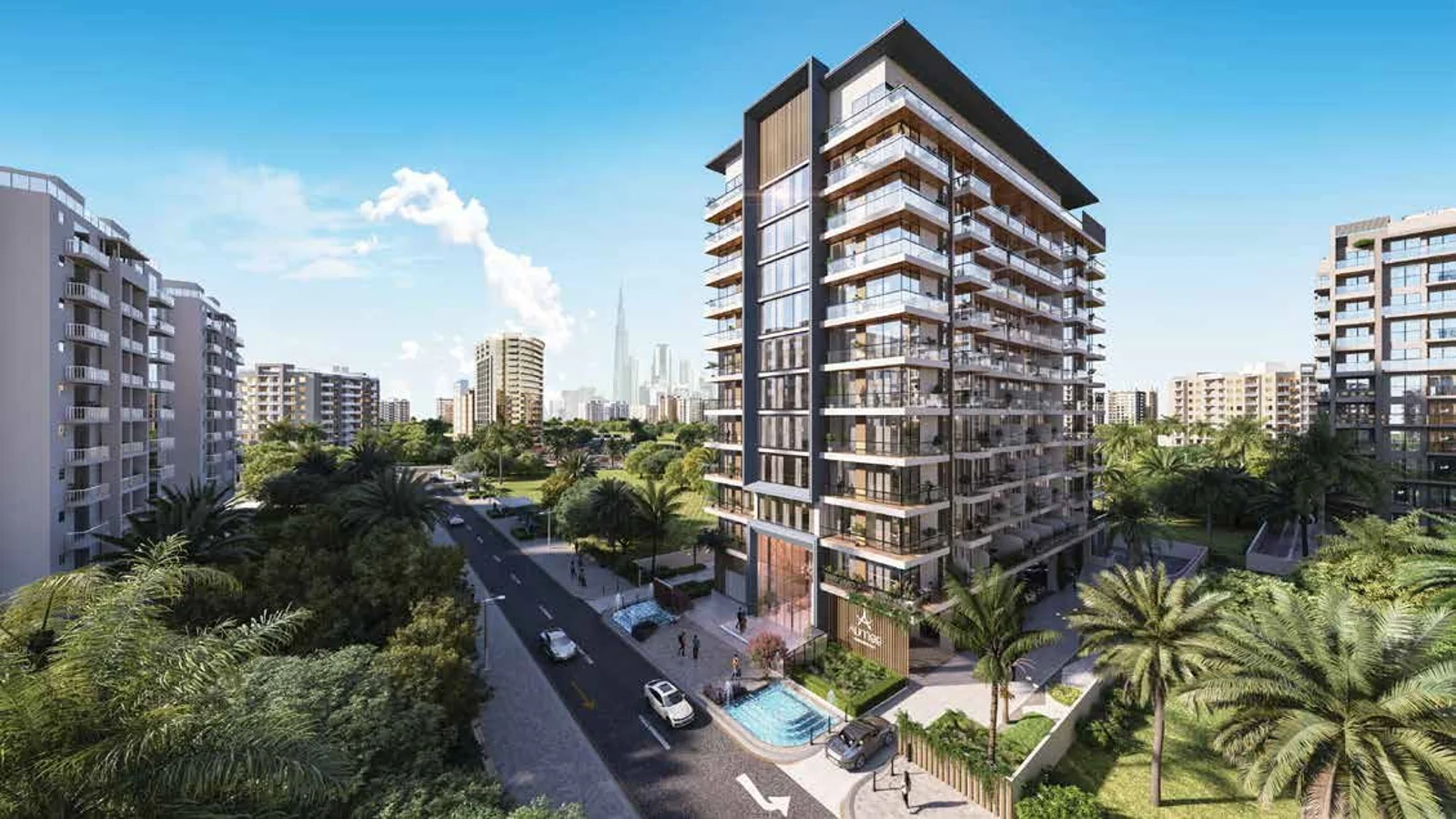 Aerial exterior view of Aum 99 Residences and its surrounding neighbourhood