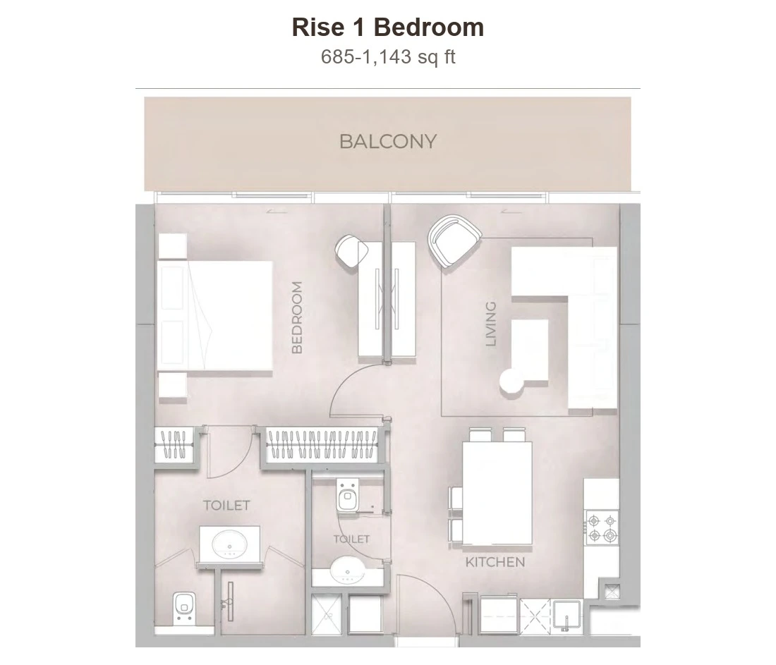 Beverly Grande Rise 1 Bedroom, 685-1,143 sq ft apartment floor plan