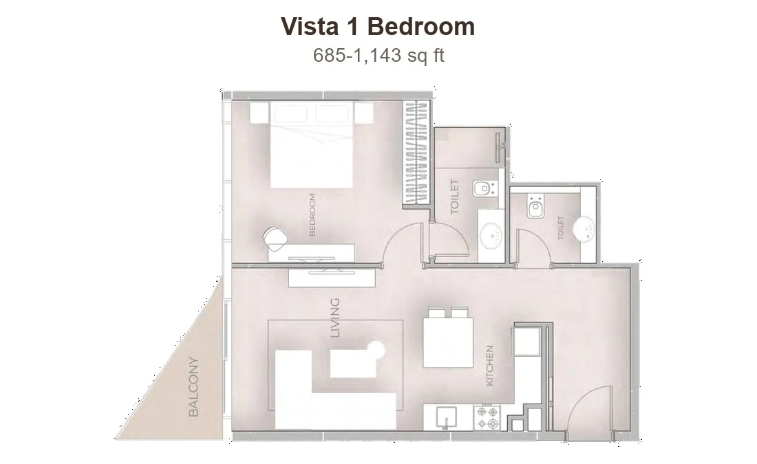 Beverly Grande Vista 1 Bedroom, 685-1,143 sq ft apartment floor plan