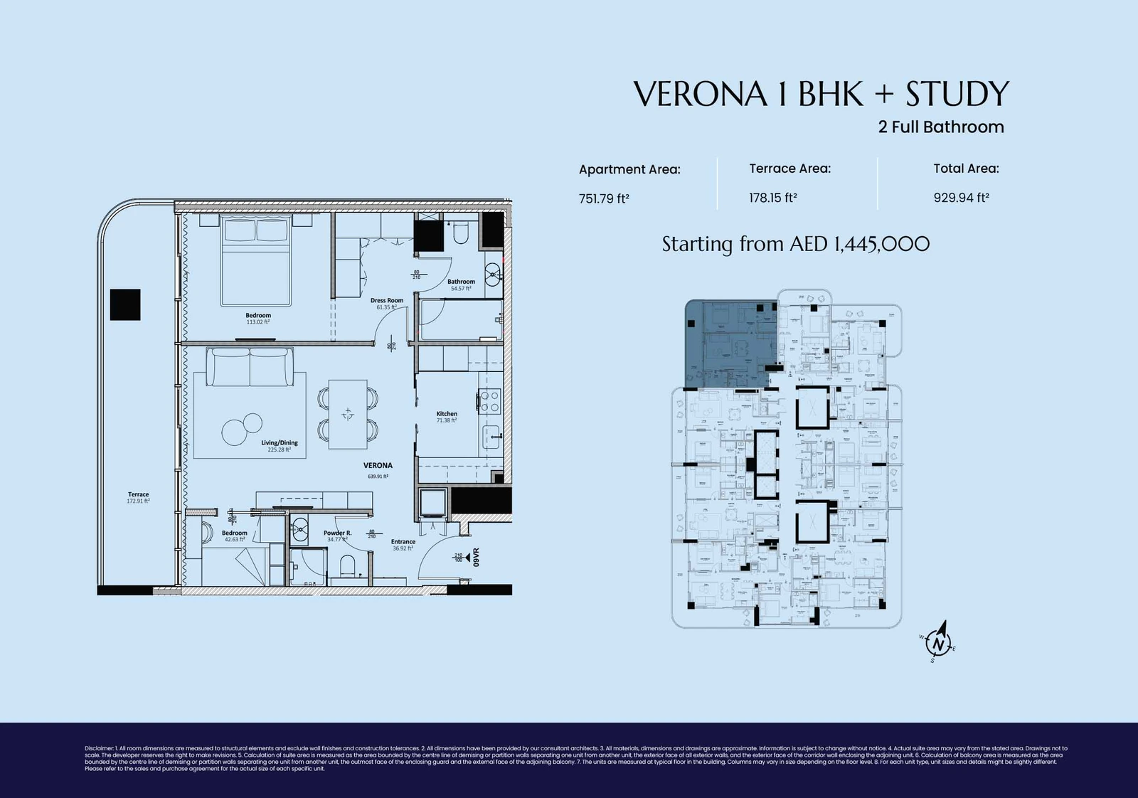 Livel Residenza Verona 1 Bedroom + Study, 929.94 sq ft apartment floor plan
