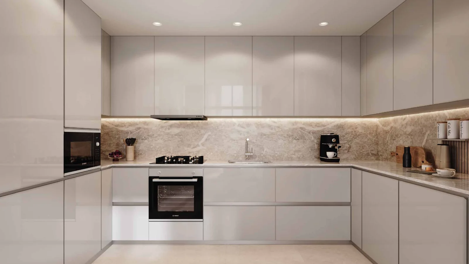Contemporary fitted kitchen at Livel Residenza