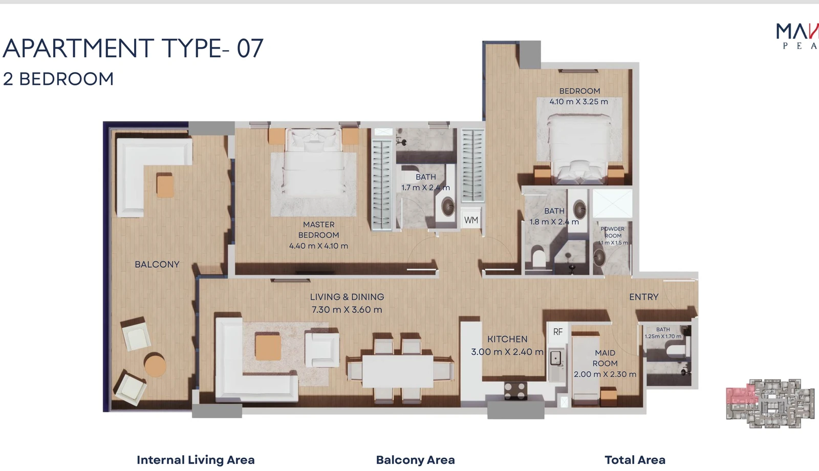 Manam Pearl 2-bedroom apartment Type 07 floor plan, Typical Floors 2-11, 1,387.15 sq ft