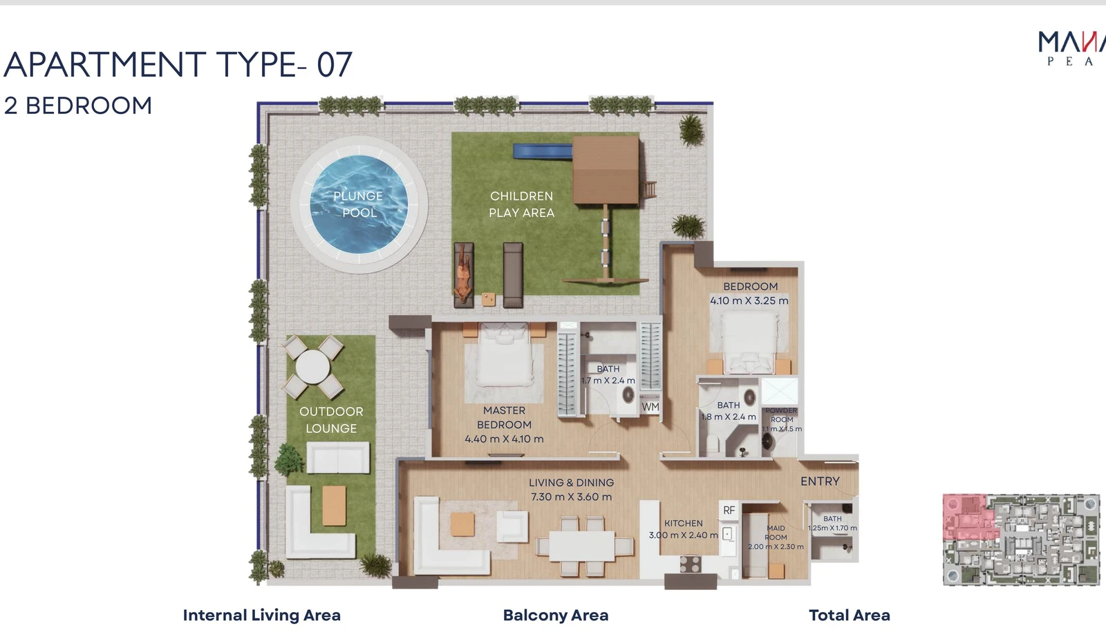 Manam Pearl 2-bedroom apartment Type 07 floor plan, First Floor, 2,396.80 sq ft