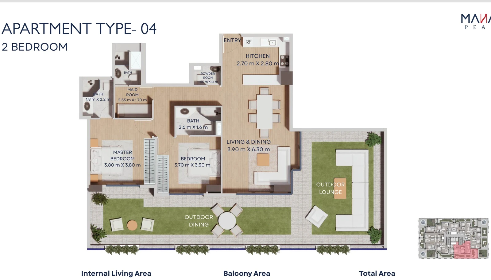 Manam Pearl 2-bedroom apartment Type 04 floor plan, First Floor, 1,773.68 sq ft