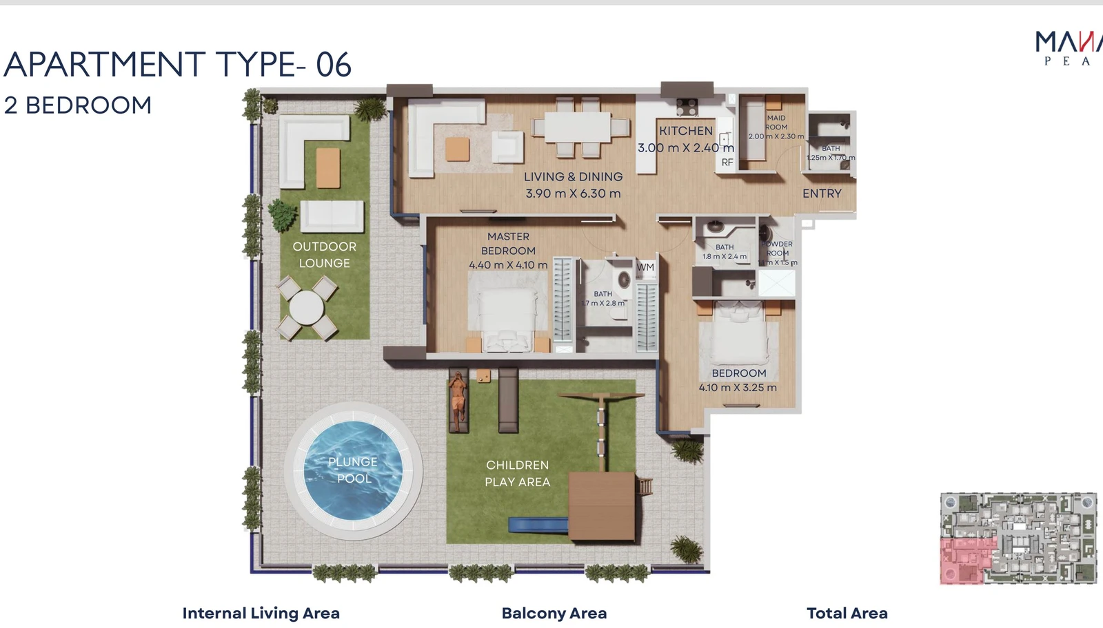 Manam Pearl 2-bedroom apartment Type 06 floor plan, First Floor, 2,398.20 sq ft