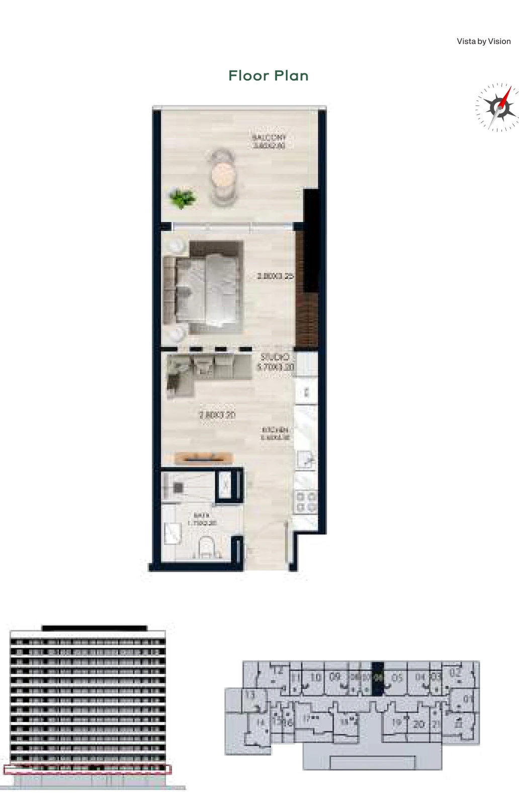 Vista by Vision Unit 06, Level 1, Studio Apartment, 460.48 sq ft floor plan