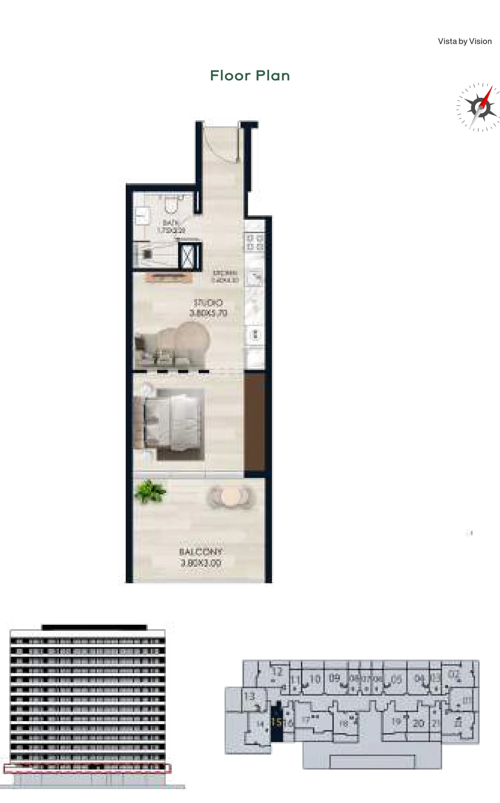Vista by Vision Unit 15, Level 1, Studio Apartment, 501.28 sq ft floor plan