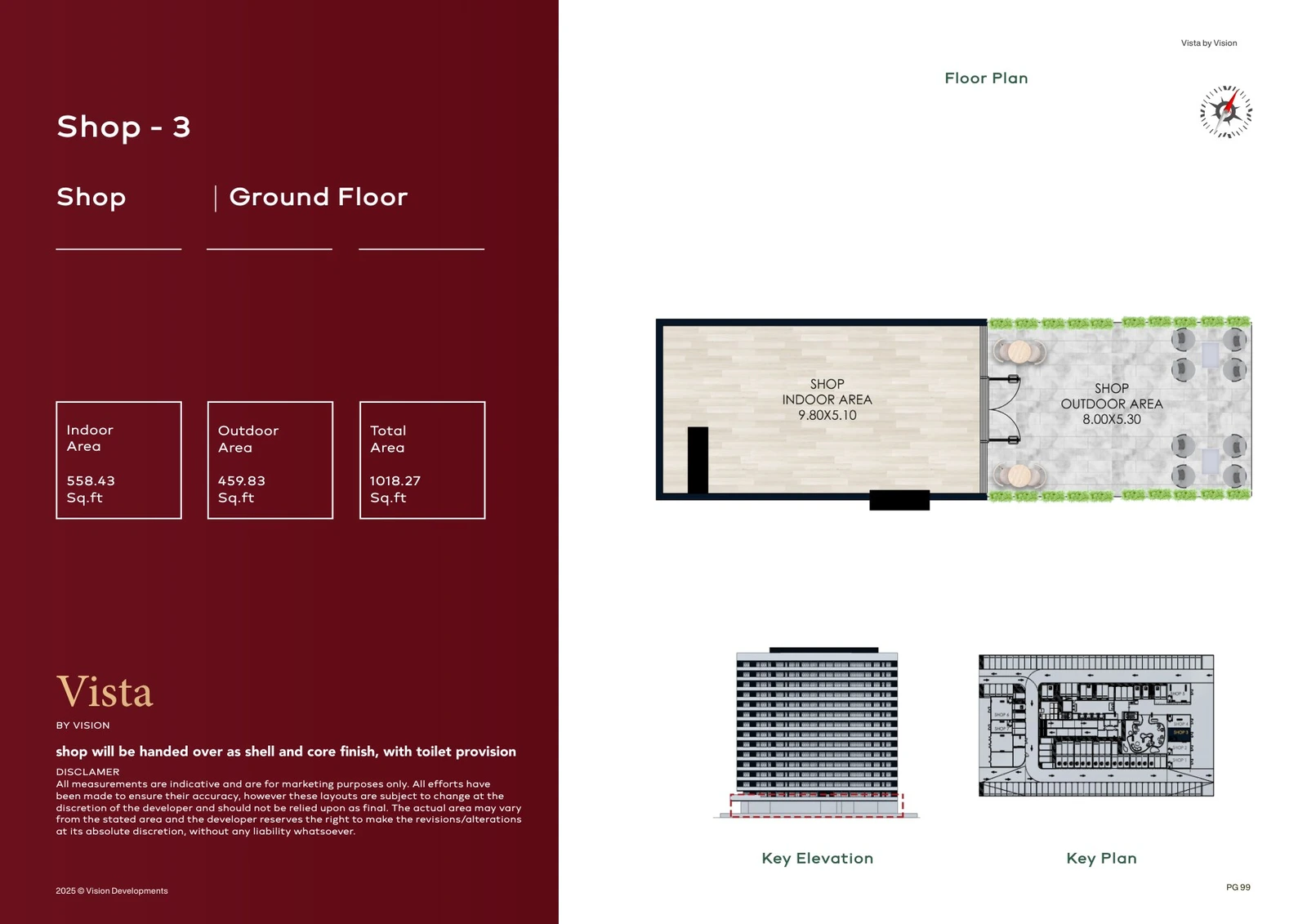 Vista by Vision Shop 3, Ground Floor, Retail, 1,018.27 sq ft floor plan