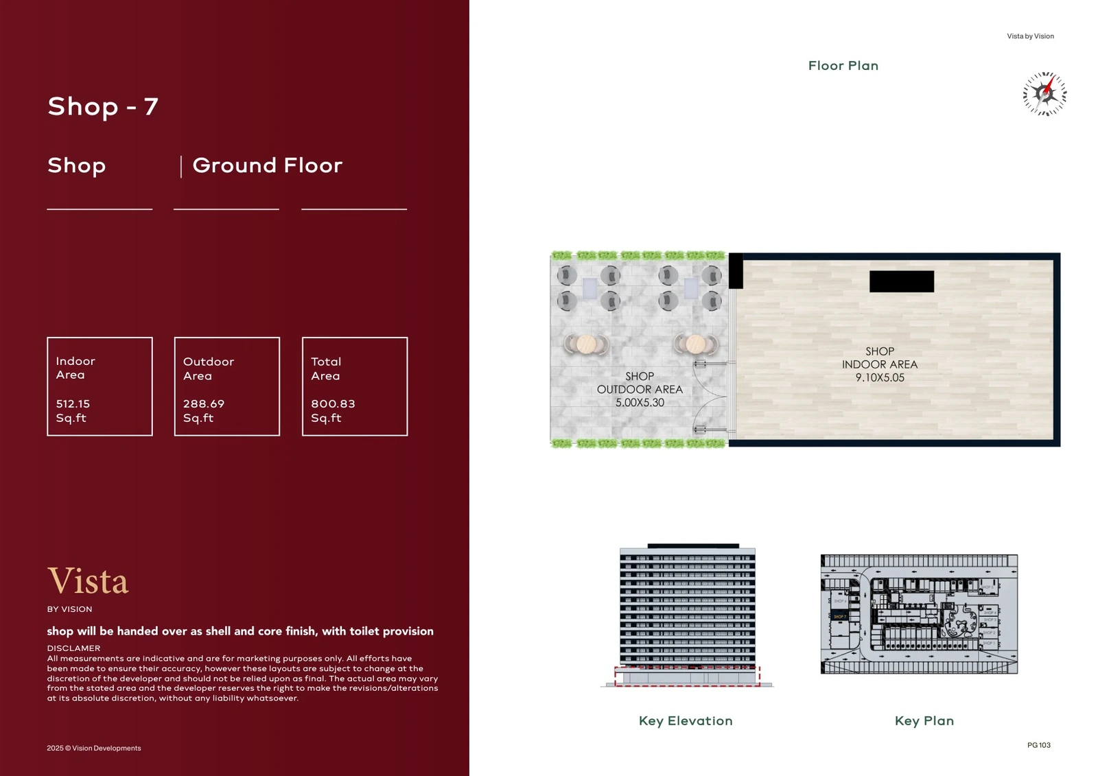 Vista by Vision Shop 7, Ground Floor, Retail, 800.83 sq ft floor plan