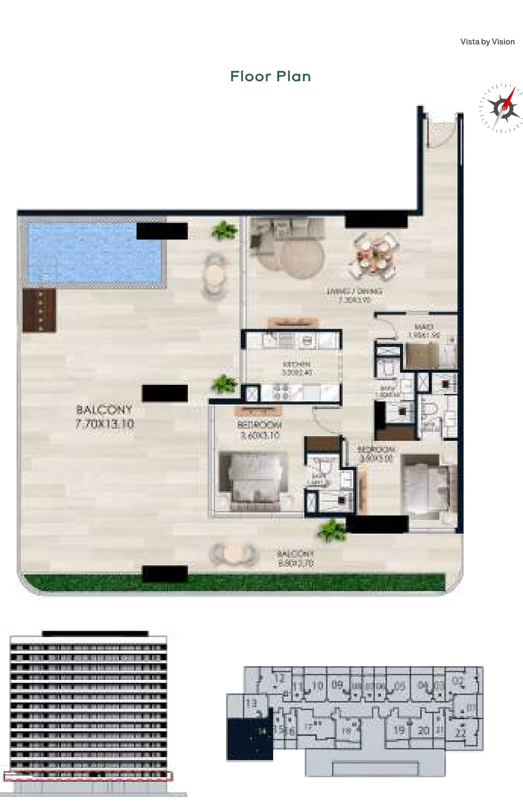 Vista by Vision Unit 14, Level 1, 2 Bedroom Apartment, 2,191.75 sq ft floor plan