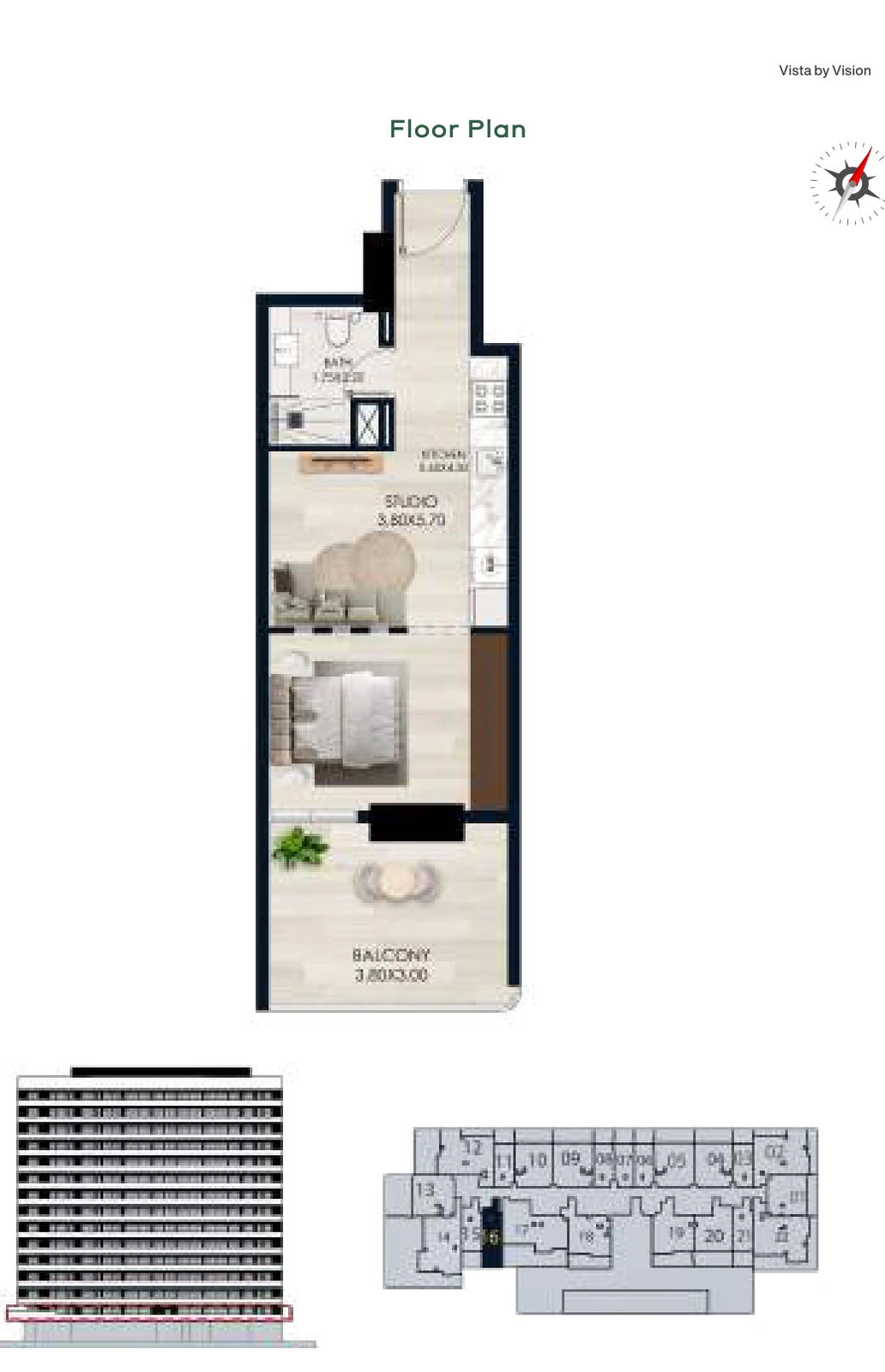 Vista by Vision Unit 16, Level 1, Studio Apartment, 503.86 sq ft floor plan
