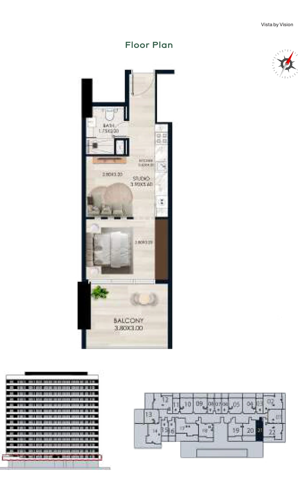 Vista by Vision Unit 21, Level 1, Studio Apartment, 494.39 sq ft floor plan