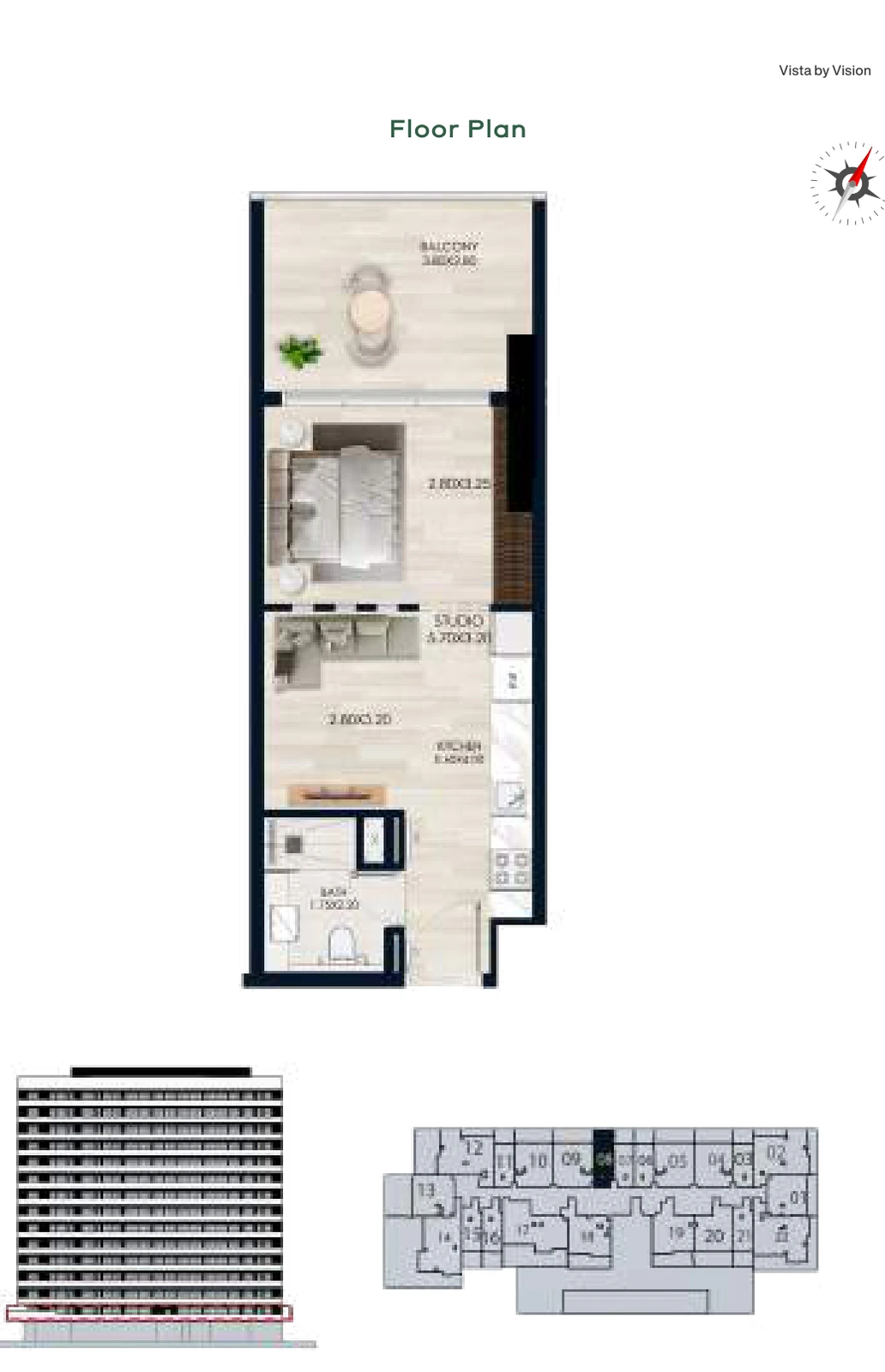 Vista by Vision Unit 08, Level 1, Studio Apartment, 456.82 sq ft floor plan