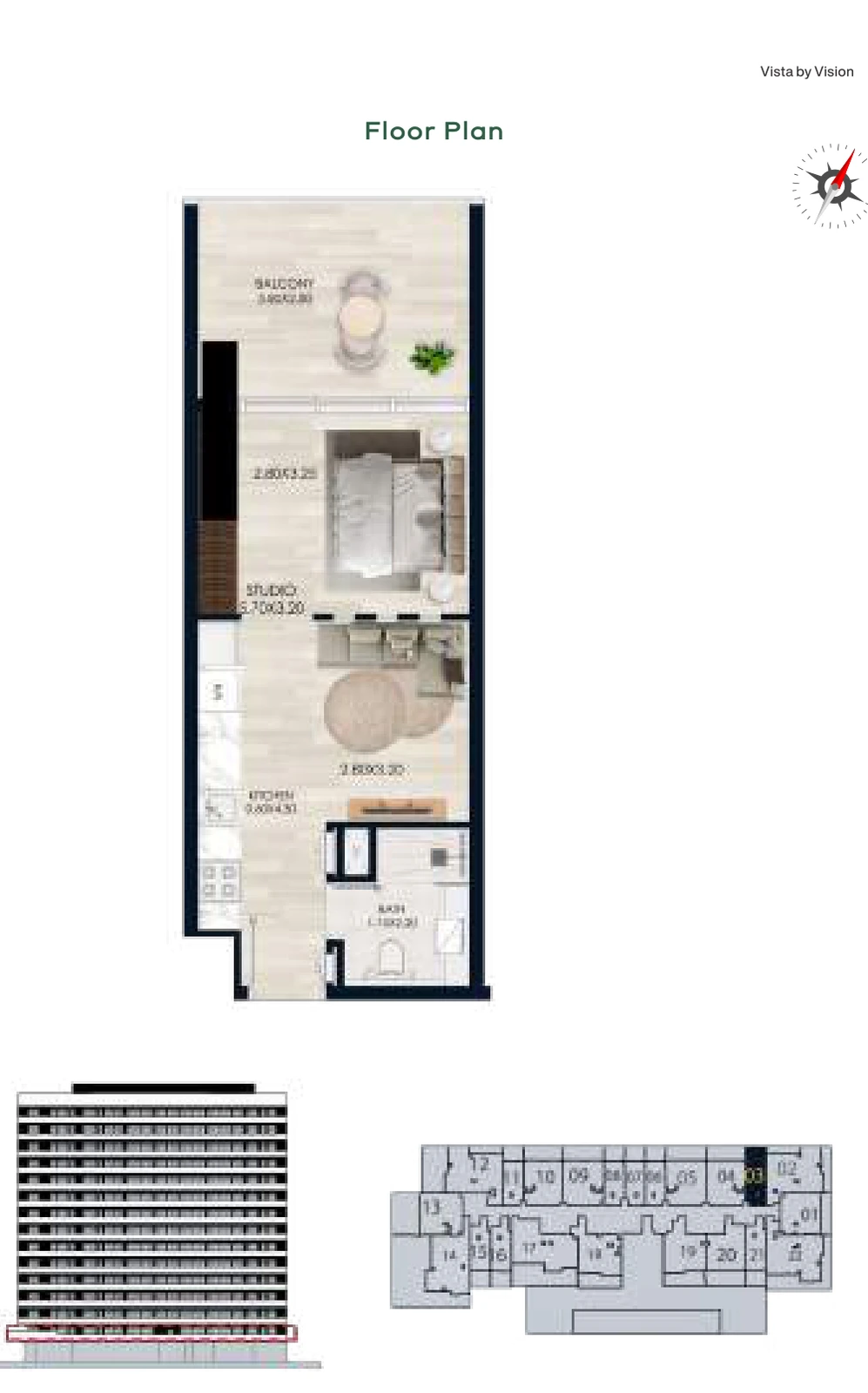 Vista by Vision Unit 03, Level 1, Studio Apartment, 465.75 sq ft floor plan