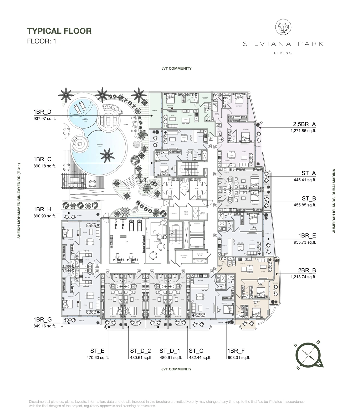 S1LVA Park Living ST_D_1, Level 1, Studio Apartment, 480.61 sq ft Type D1 floor plan