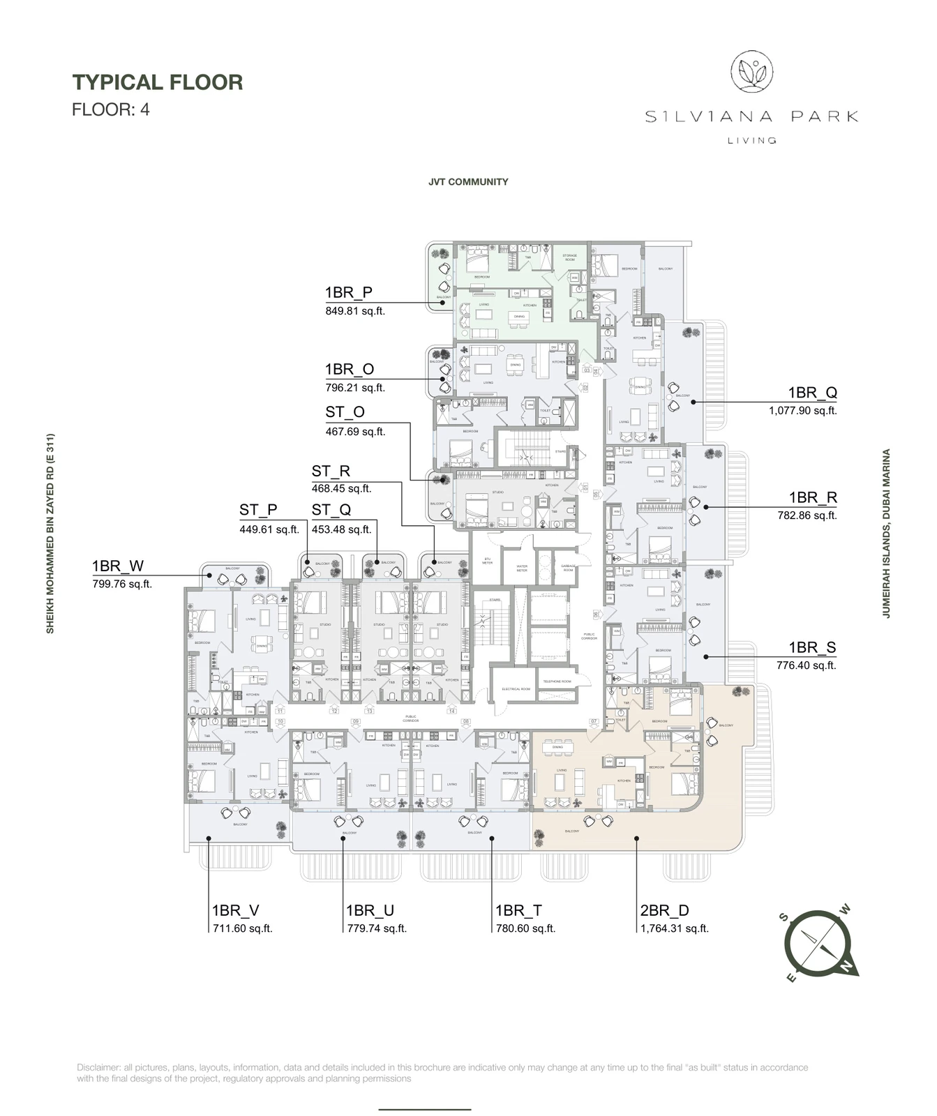 S1LVA Park Living 2BR_D, Level 4, 2 Bedroom Apartment, 1,764.31 sq ft Type D floor plan