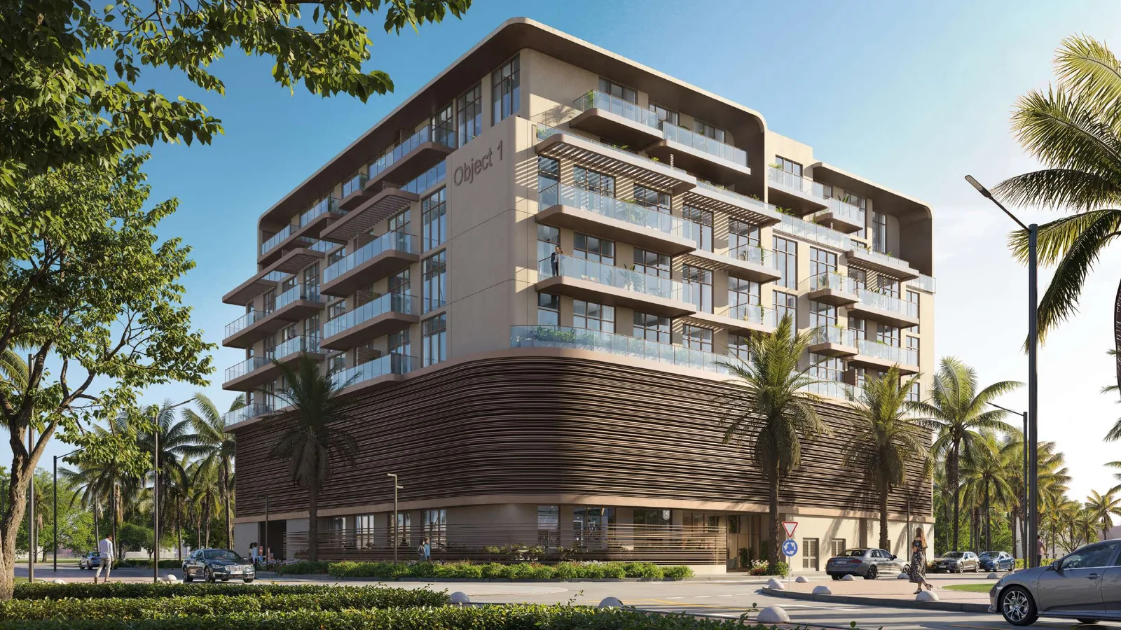 Street-facing exterior of S1LVA Park Living in Jumeirah Village Triangle