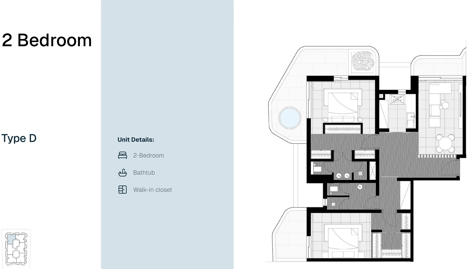 Marea Residence 2-bedroom apartment Type D floor plan, 2 Bedroom Type D, 1,381.01-2,931.66 sq ft