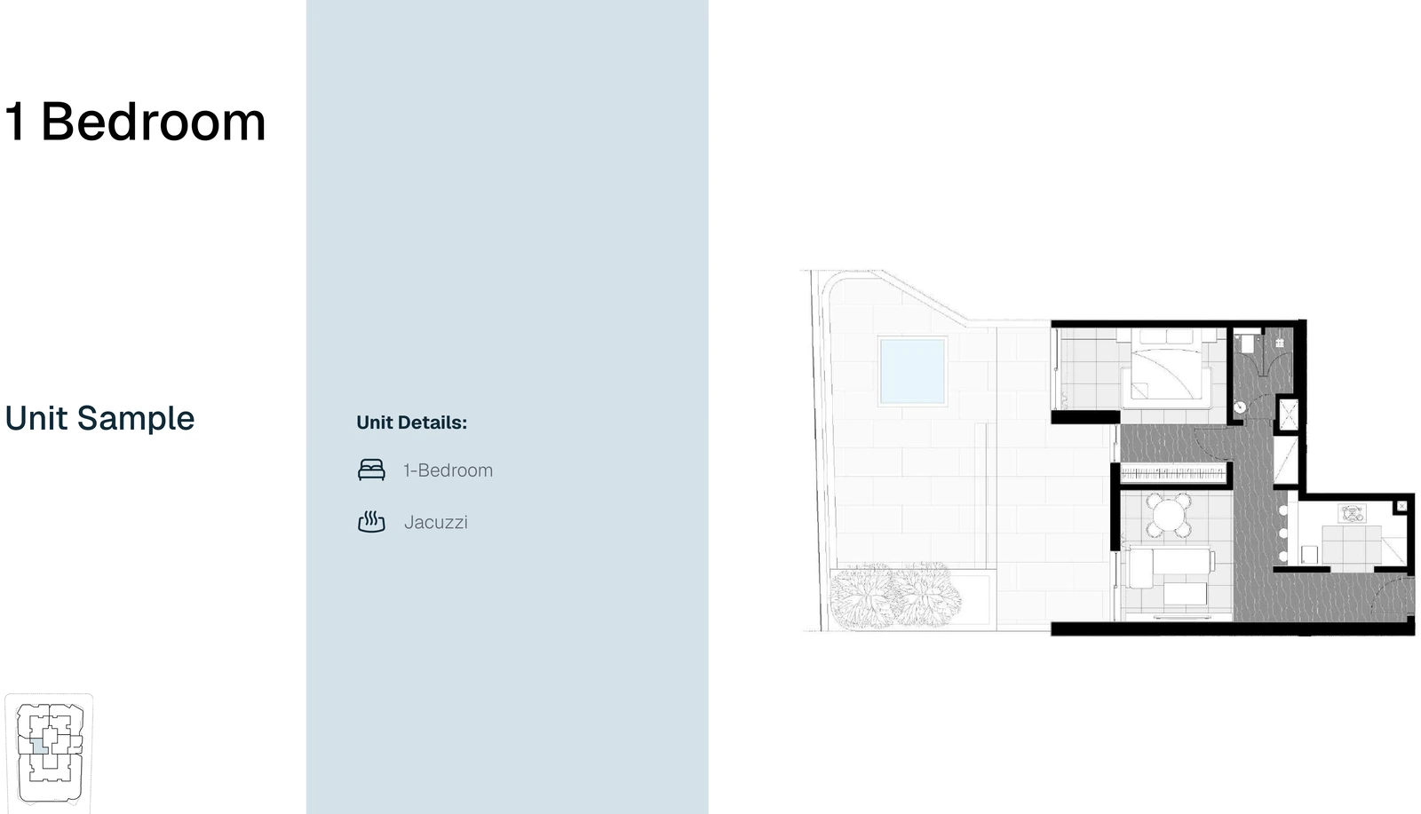 Marea Residence 1-bedroom apartment Standard floor plan, 1 Bedroom Standard, 1,322.24 sq ft